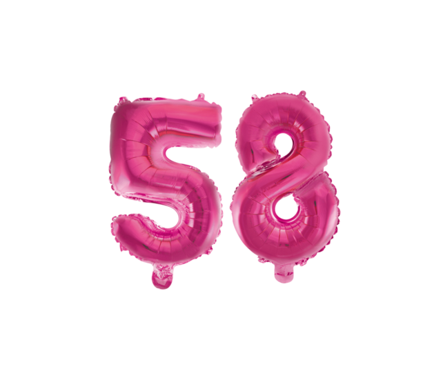 Folieballon 58 jaar roze 41cm