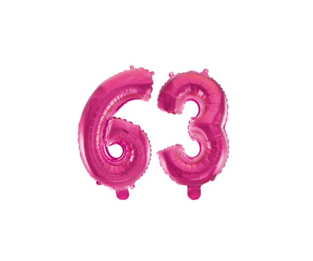 Folieballon 63 jaar roze 41cm