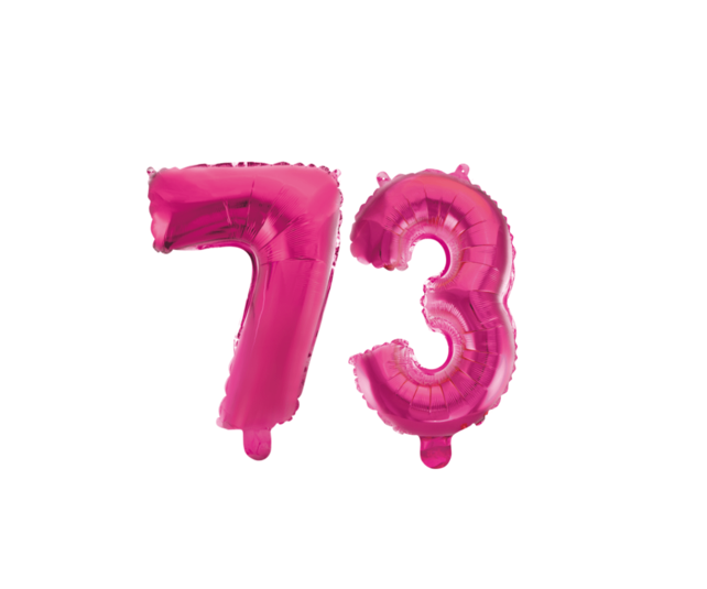 Folieballon 73 jaar roze 41cm