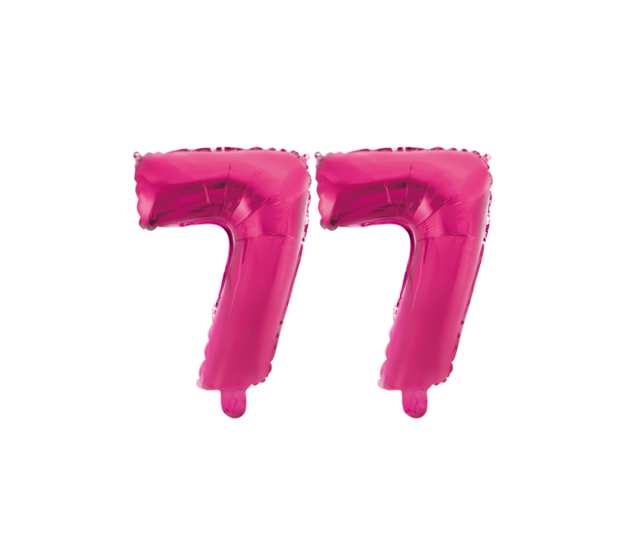 Folieballon 77 jaar roze 41cm