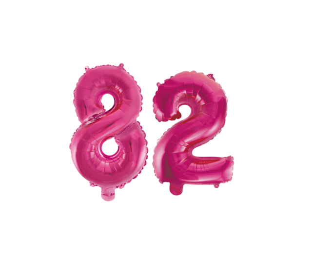 Folieballon 82 jaar roze 41cm
