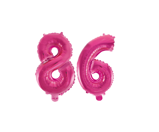 Folieballon 86 jaar roze 41cm