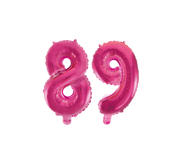 Folieballon 89 jaar roze 41cm