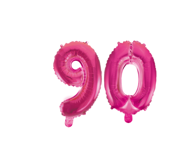 Folieballon 90 jaar roze 41cm