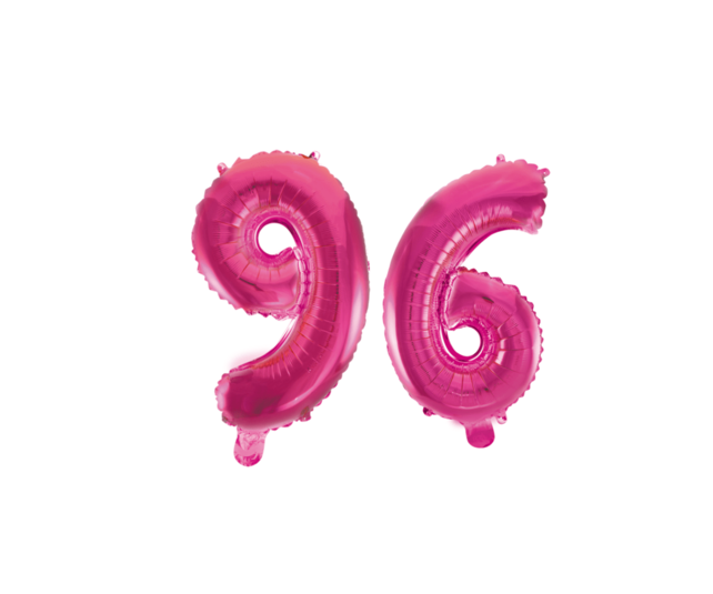 Folieballon 96 jaar roze 41cm