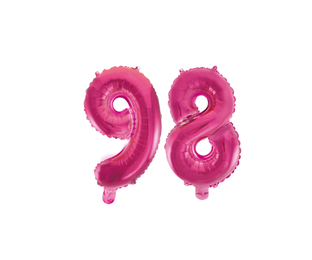 Folieballon 98 jaar roze 41cm
