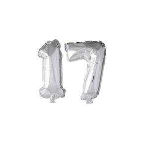 Folieballon 17 jaar zilver 86cm