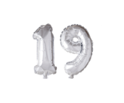 Folieballon 19 jaar zilver 86cm