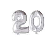 Folieballon 20 jaar zilver 86cm