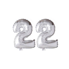 Folieballon 22 jaar zilver 86cm