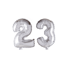 Folieballon 23 jaar zilver 86cm