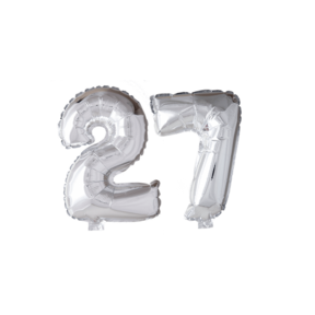 Folieballon 27 jaar zilver 86cm