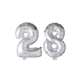 Folieballon 28 jaar zilver 86cm