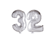 Folieballon 32 jaar zilver 86cm