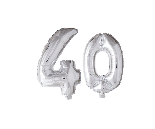 Folieballon 40 jaar zilver 86cm