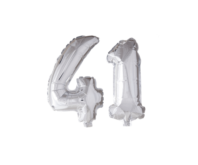 Folieballon 41 jaar zilver 86cm