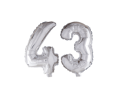Folieballon 43 jaar zilver 86cm