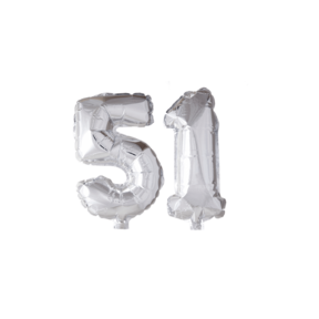 Folieballon 51 jaar zilver 86cm