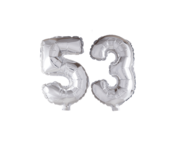 Folieballon 53 jaar zilver 86cm