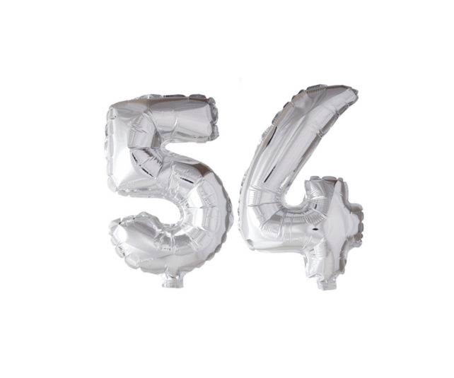 Folieballon 54 jaar zilver 86cm