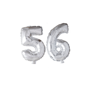Folieballon 56 jaar zilver 86cm
