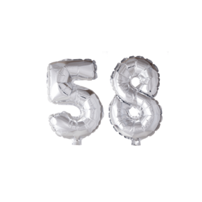 Folieballon 58 jaar zilver 86cm