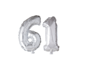 Folieballon 61 jaar zilver 86cm