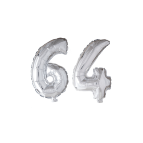 Folieballon 64 jaar zilver 86cm