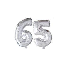 Folieballon 65 jaar zilver 86cm