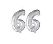 Folieballon 66 jaar zilver 86cm