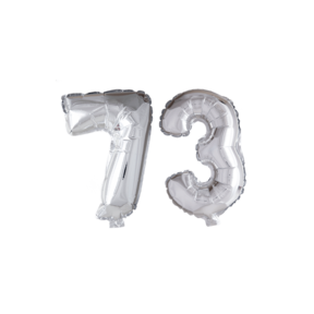 Folieballon 73 jaar zilver 86cm