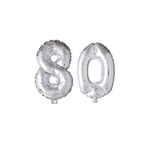 Folieballon 80 jaar zilver 86cm