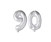 Folieballon 90 jaar zilver 86cm