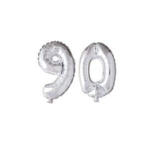 Folieballon 90 jaar zilver 86cm
