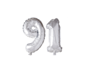 Folieballon 91 jaar zilver 86cm Folieballon 91 jaar zilver 86cm