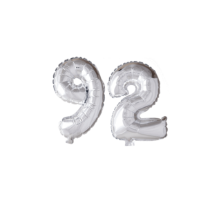 Folieballon 92 jaar zilver 86cm