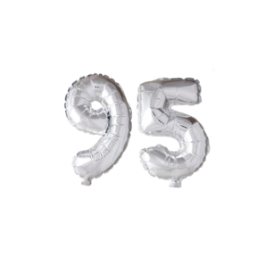 Folieballon 95 jaar zilver 86cm