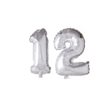 Folieballon 12 jaar zilver 41cm