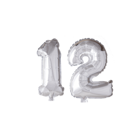 Folieballon 12 jaar zilver 41cm