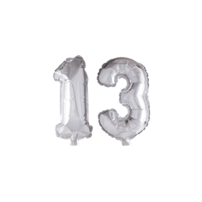 Folieballon 13 jaar zilver 41cm