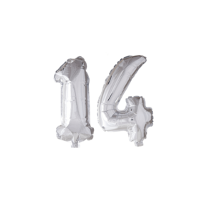 Folieballon 14 jaar zilver 41cm