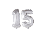 Folieballon 15 jaar zilver 41cm