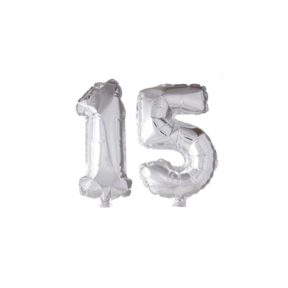 Folieballon 15 jaar zilver 41cm