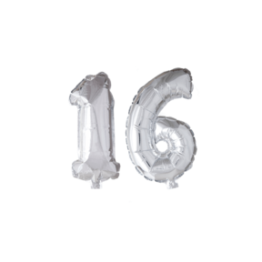 Folieballon 16 jaar zilver 41cm