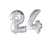 Folieballon 24 jaar zilver 41cm