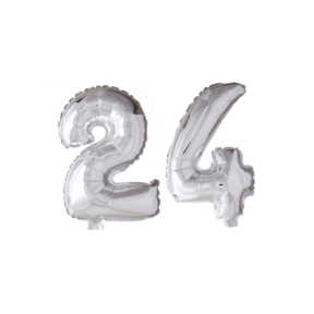 Folieballon 24 jaar zilver 41cm