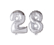 Folieballon 28 jaar zilver 41cm