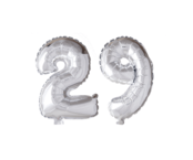 Folieballon 29 jaar zilver 41cm