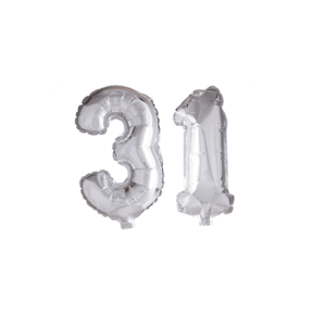 Folieballon 31 jaar zilver 41cm