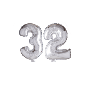 Folieballon 32 jaar zilver 41cm
